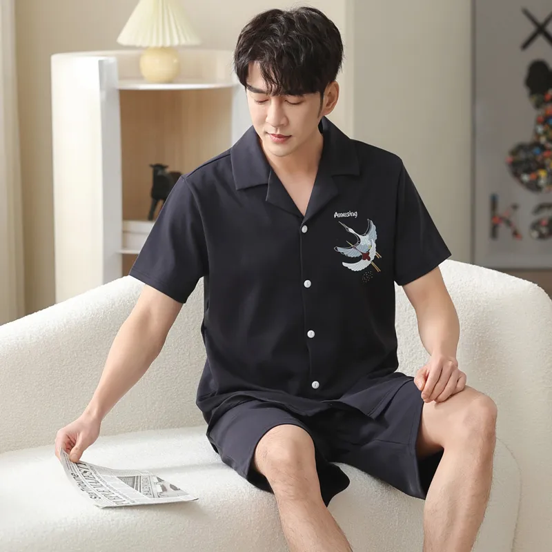 MADALLO Pajama Set Men's Black Crane-1