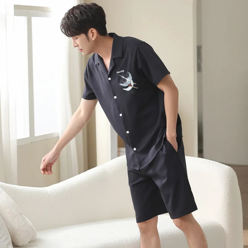 MADALLO Pajama Set Men's Black Crane-5