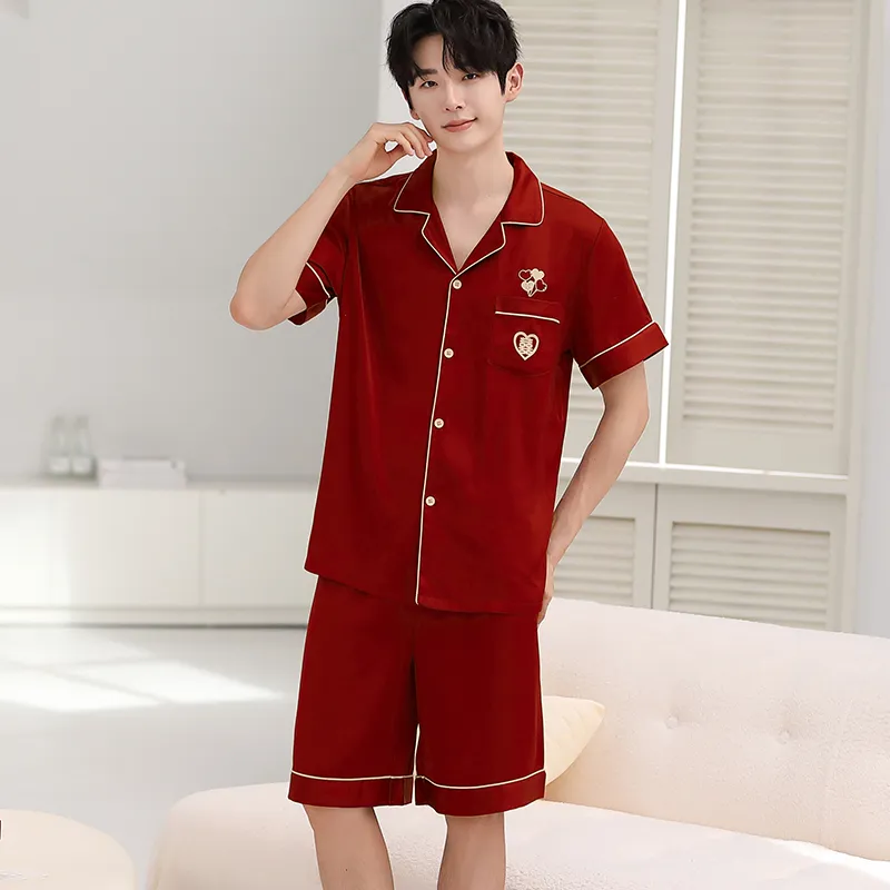 MADALLO Pajama Set Men's Double Happiness Red-5