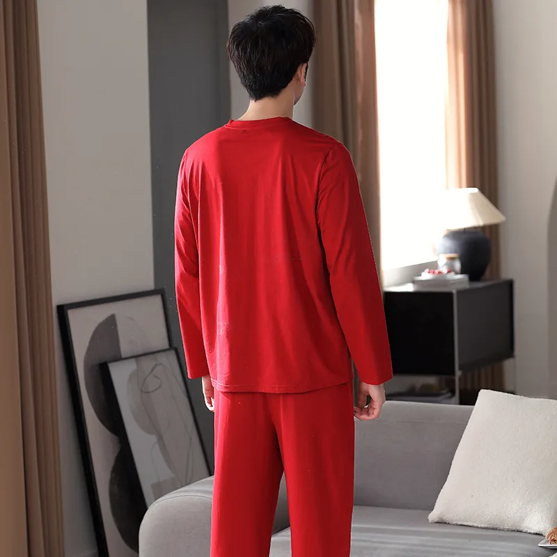 MADALLO Pajama Set Spring And Fall Season Men's China Red-1