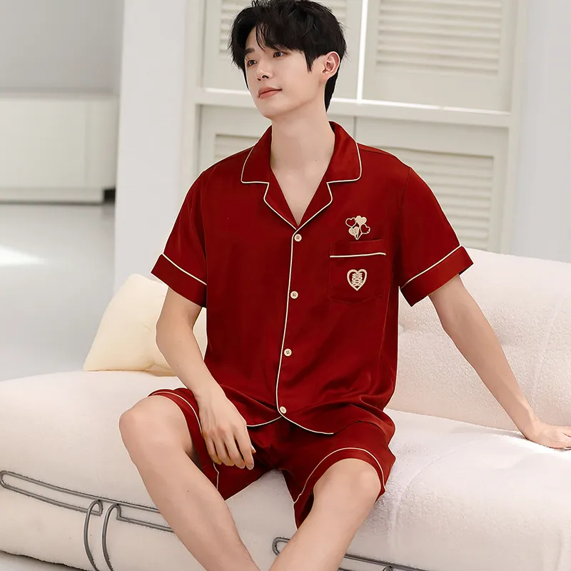 MADALLO Pajama Set Men's Double Happiness Red-1