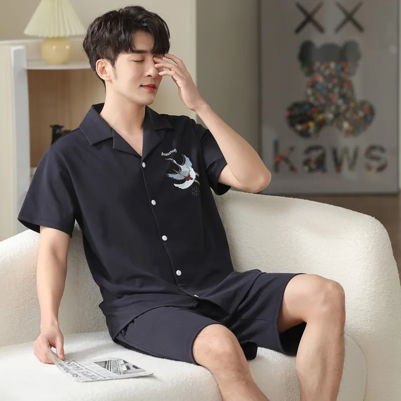 MADALLO Pajama Set Men's Black Crane-3