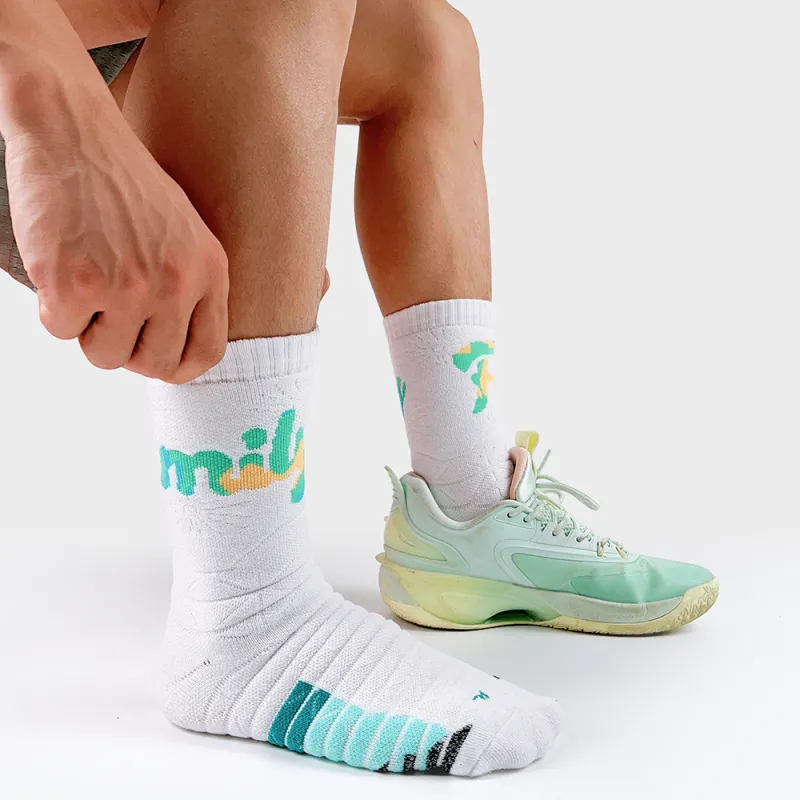 BKCXZICE Crew Thickened Stripes Gradient Basketball Socks Unisex Combo Set-9
