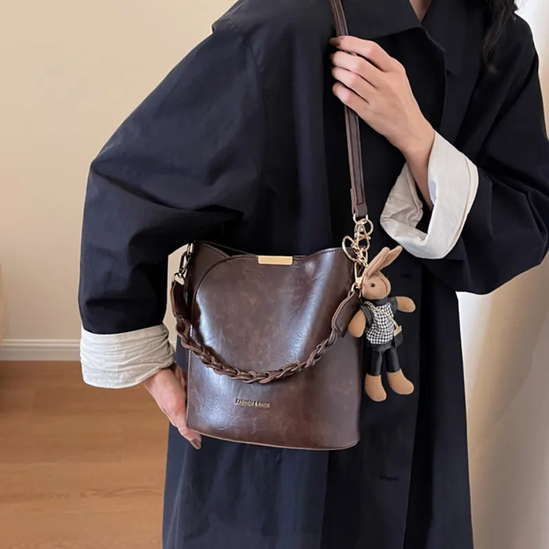 FOXER Synthetic Leather Crossbody Bag Shoulder Bag Small Size Women's Green Brown/Chestnut Brown-11