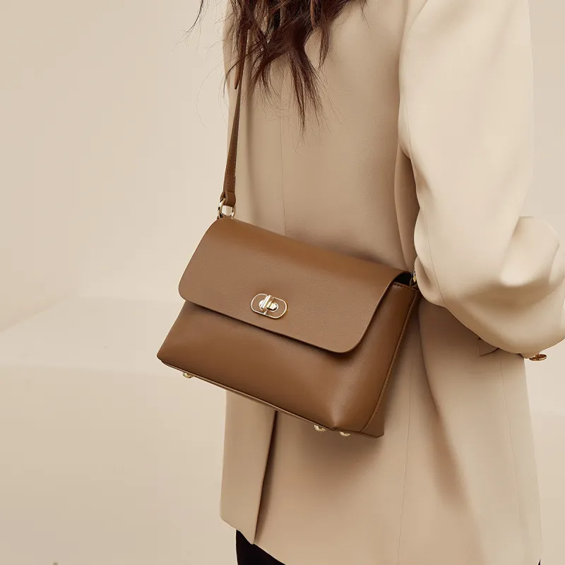 FOXER Cow Leather Premium Fashion Refined Summer Travel Women's Bag Regular Women's Milkshake White/Caramel-15