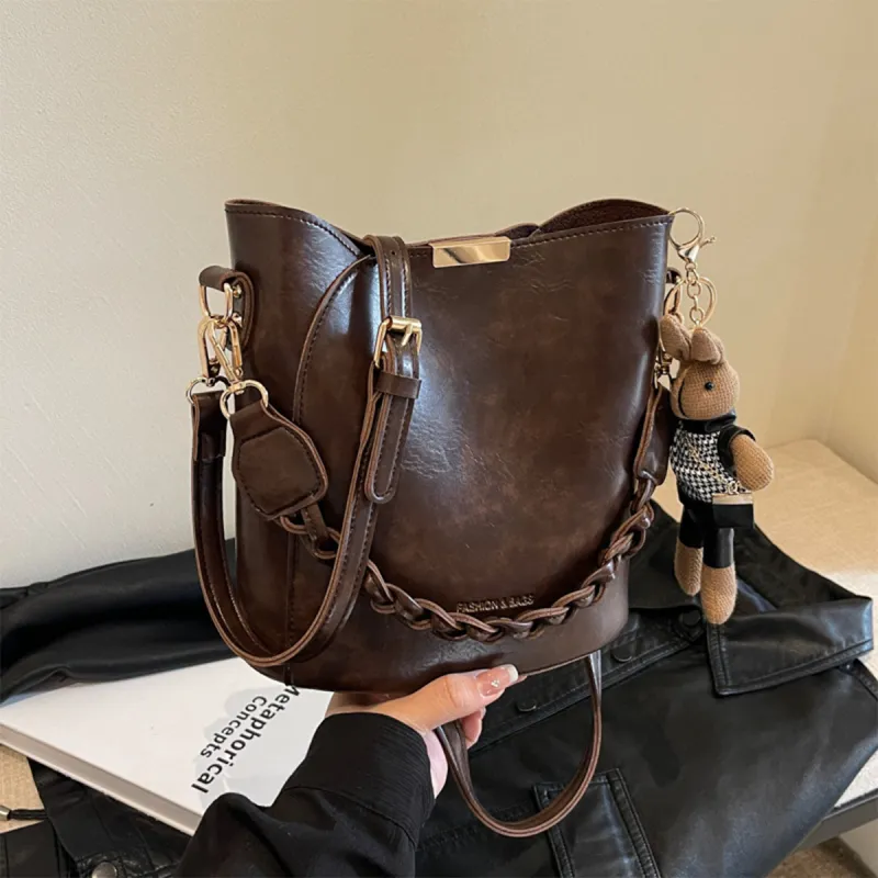 FOXER Synthetic Leather Crossbody Bag Shoulder Bag Small Size Women's Green Brown/Chestnut Brown-12
