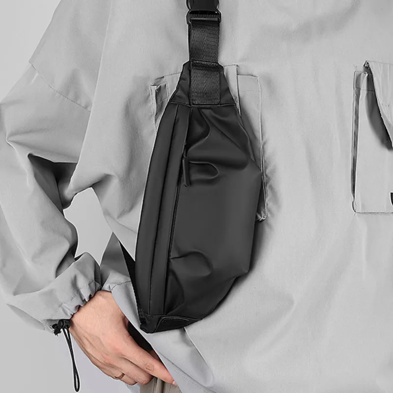 FOXER Fabric Zip Closure Crossbody Bag With Cell Phone Pouch Regular Men's Black-2