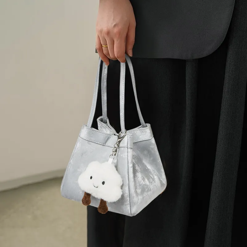 FOXER Synthetic Leather Bucket Bag Handbag Regular Women's Silver Shadow Shimmer/Champagne Phantom/The Wizard Of Oz-2