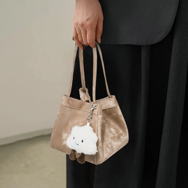 FOXER Synthetic Leather Bucket Bag Handbag Regular Women's Silver Shadow Shimmer/Champagne Phantom/The Wizard Of Oz-5