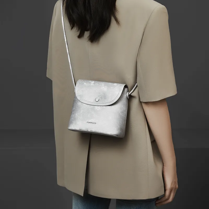 FOXER Synthetic Leather Shoulder Bag Regular Women's Silver Shadow Iridescent-1
