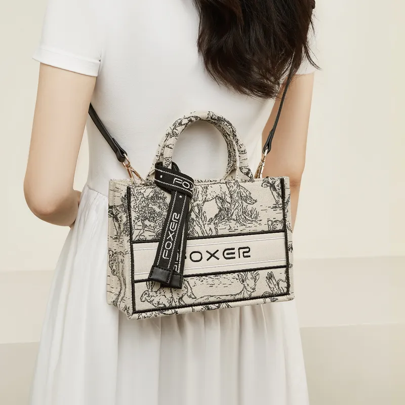 FOXER Fabric Fashion Commute Handbag Shoulder Bag Crossbody Bag Regular Women's Graffiti Black-8