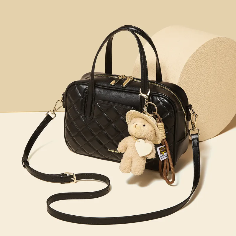 FOXER Cow Leather, Synthetic Leather Handbag Women's White/Black-5