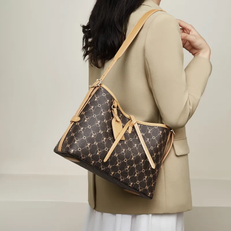 FOXER Synthetic Leather Shoulder Bag Women's Coffee/Apricot-6