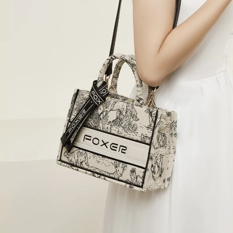 FOXER Fabric Fashion Commute Handbag Shoulder Bag Crossbody Bag Regular Women's Graffiti Black-7