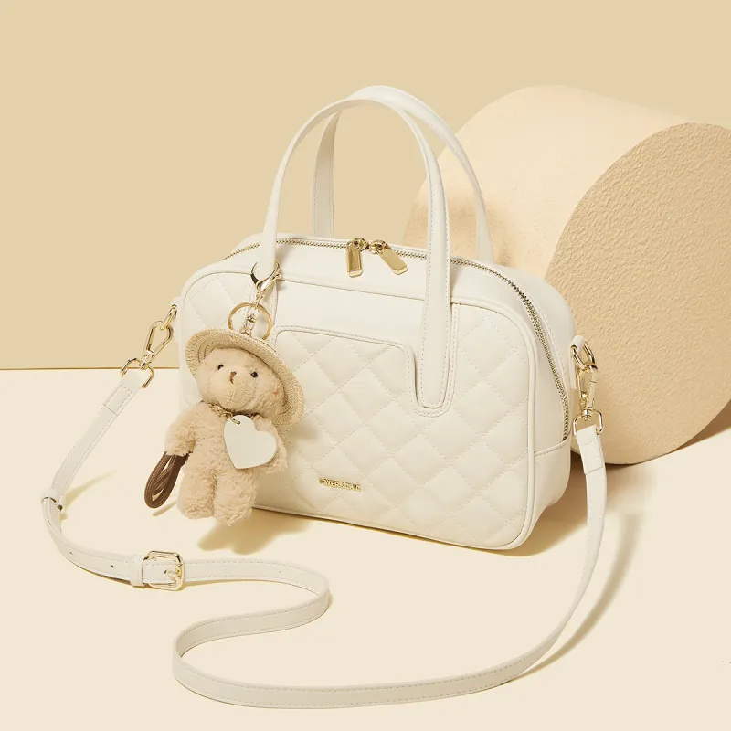 FOXER Cow Leather, Synthetic Leather Handbag Women's White/Black-2