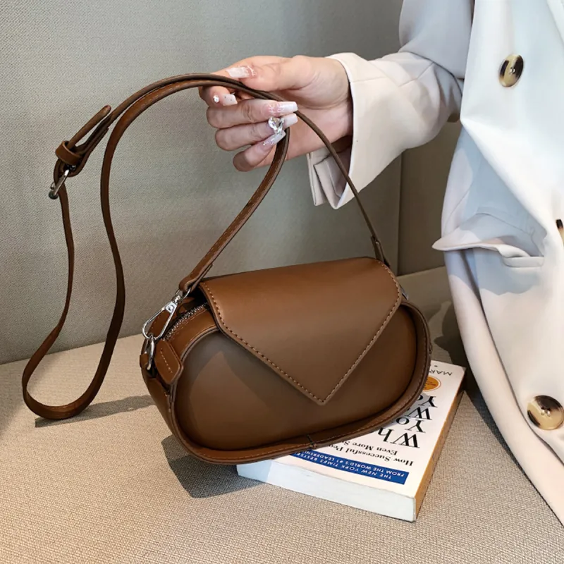 FOXER Cow Leather Crossbody Bag Small Size Women's Brown/Black-1