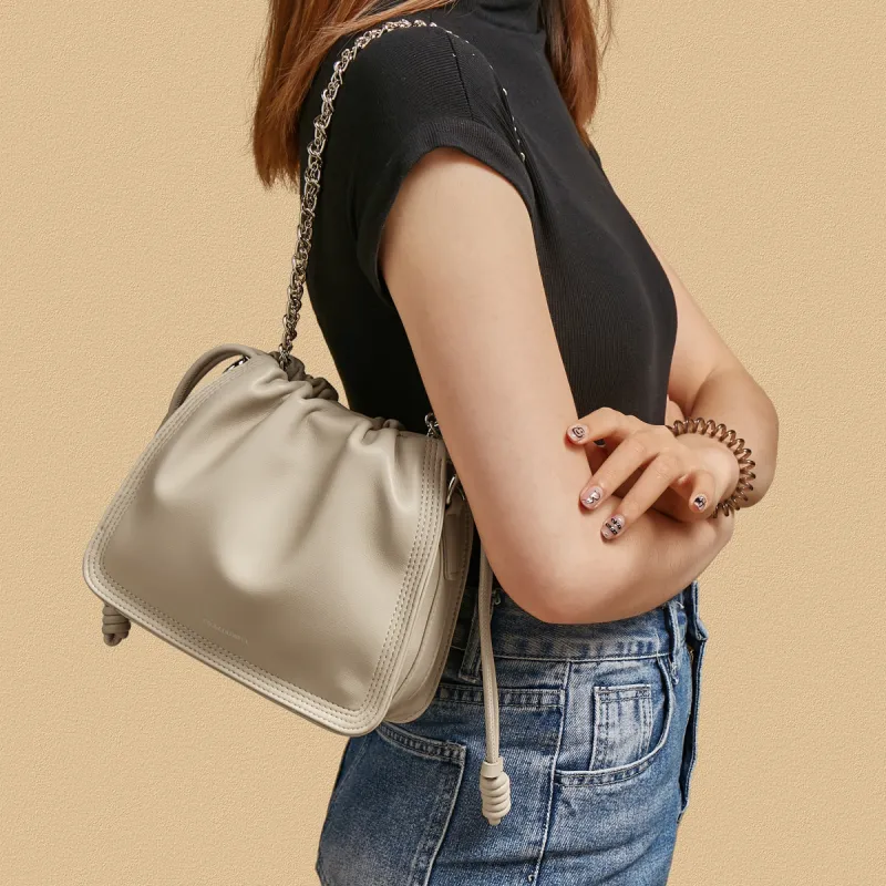 FOXER Synthetic Leather Shoulder Bag Regular Women's Cookie Yellow/Ecru-7