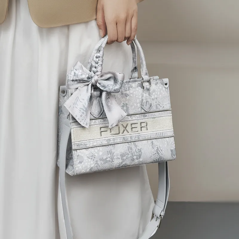 FOXER Synthetic Leather One Shoulder Handbag Large Size Women's Glimmering Fish Shadow-4
