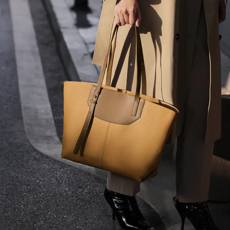 FOXER Cow Leather Tote Bag, Shopping Bag, Shoulder Bag Regular Women's Honey Brown-5