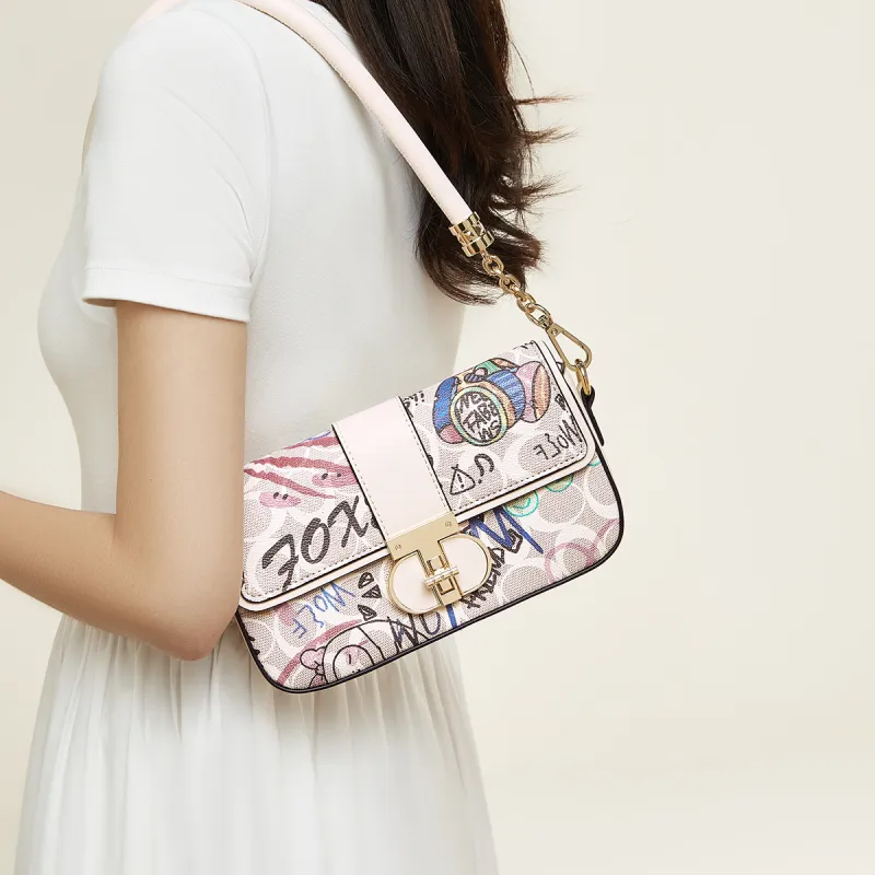 FOXER Synthetic Leather Shoulder Bag Women's Cream White-5