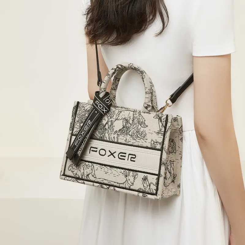 FOXER Fabric Fashion Commute Handbag Shoulder Bag Crossbody Bag Regular Women's Graffiti Black-6