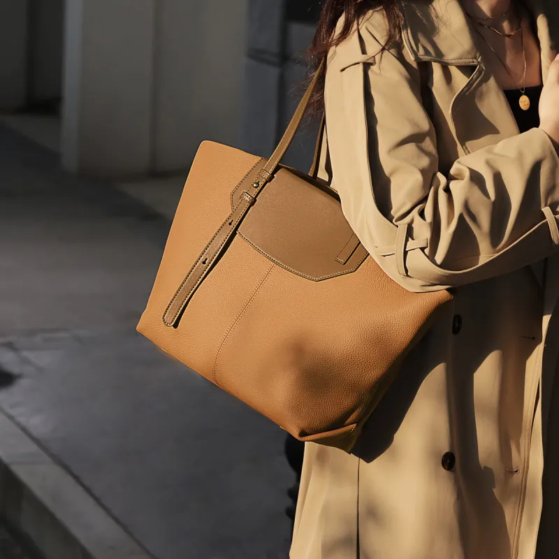 FOXER Cow Leather Tote Bag, Shopping Bag, Shoulder Bag Regular Women's Honey Brown-4