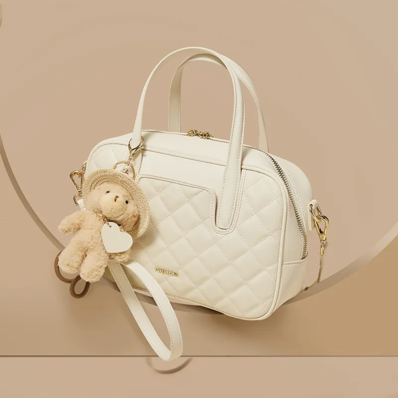 FOXER Cow Leather, Synthetic Leather Handbag Women's White/Black-1
