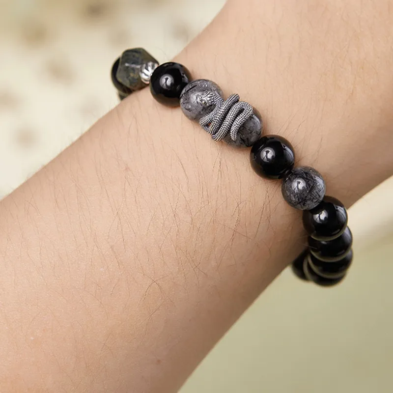 Bubble Scallops Obsidian Bracelets Unisex-2