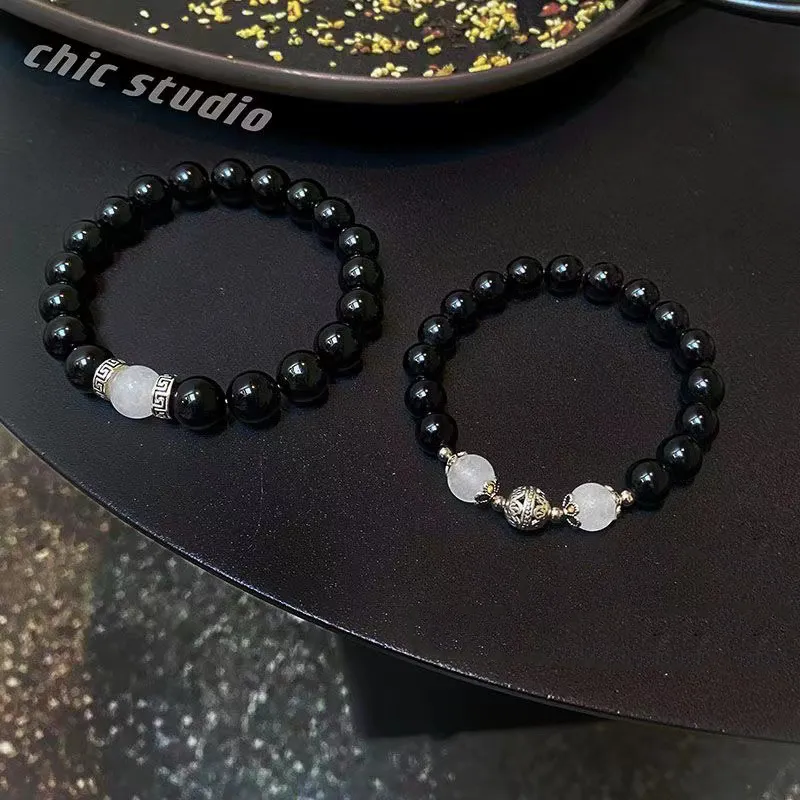 Bubble Scallops Obsidian Jade Bracelets Unisex-2