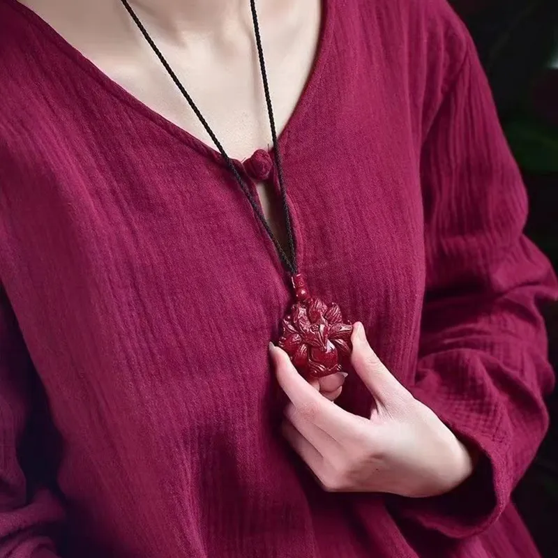 Bubble Scallops Reconstructed Cinnabar Necklaces Unisex-3