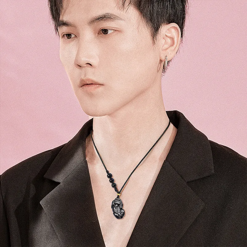 Bubble Scallops Obsidian Necklaces Unisex-9
