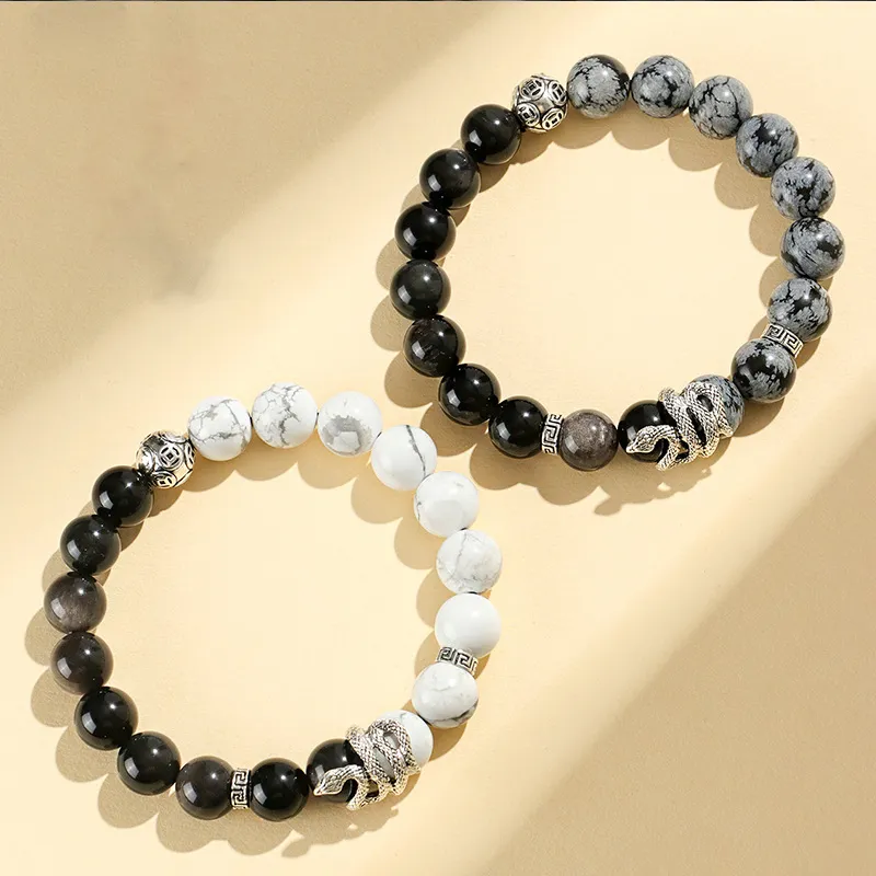 Bubble Scallops Obsidian Bracelets Unisex-8