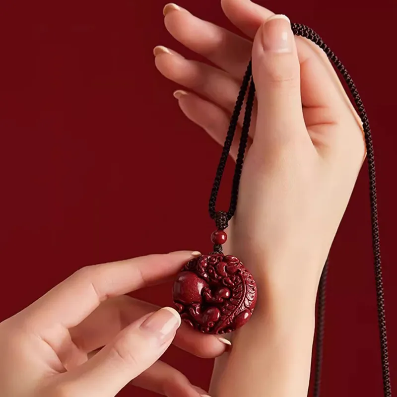 Bubble Scallops Reconstructed Cinnabar Necklaces Unisex-4