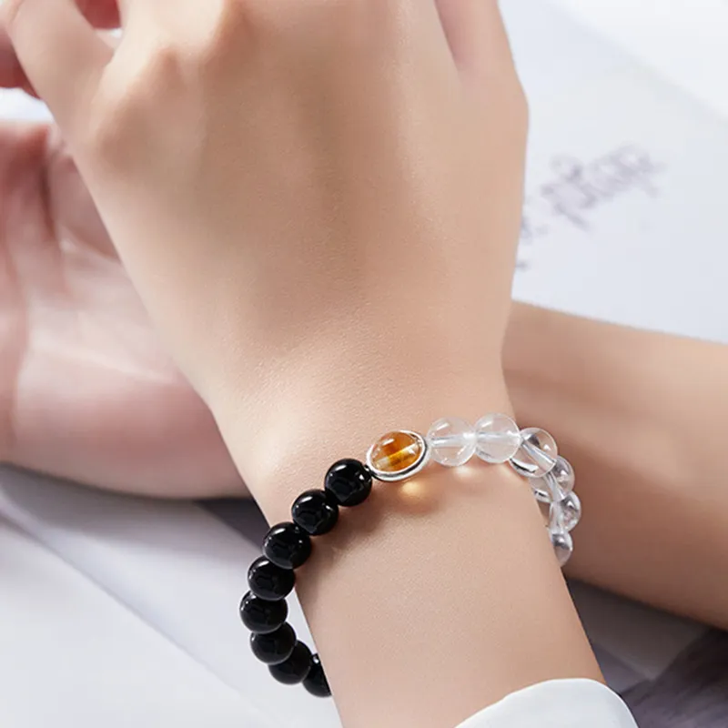 Bubble Scallops Obsidian Bracelets Unisex-4