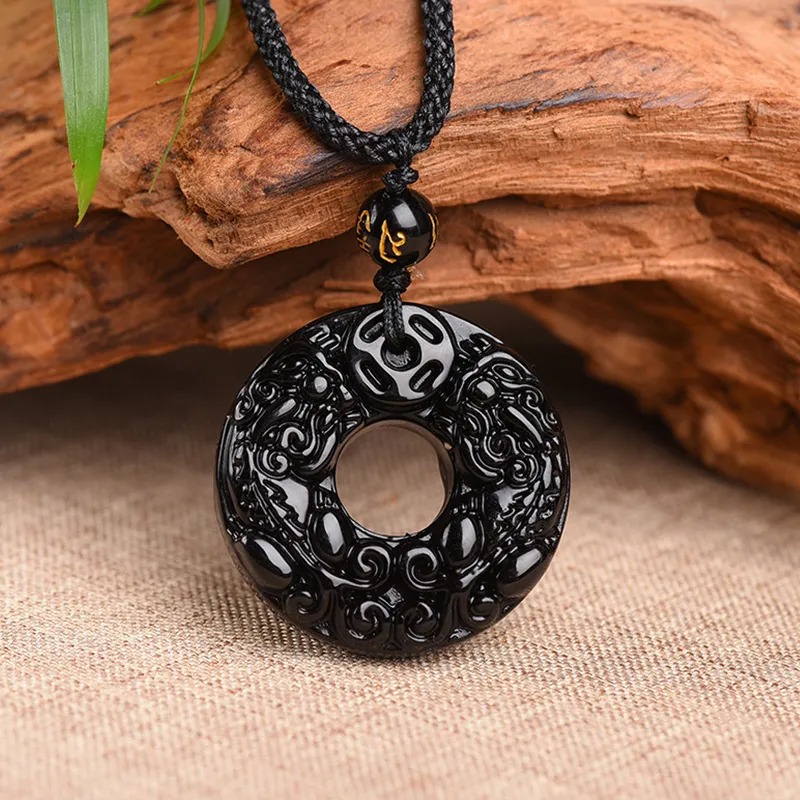 Bubble Scallops Obsidian Jade Necklaces Unisex-5