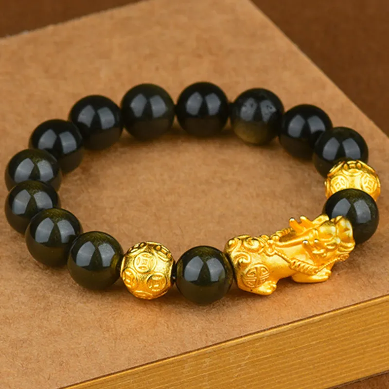 Bubble Scallops Obsidian Bracelets Unisex-6