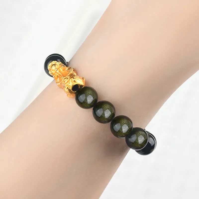 Bubble Scallops Obsidian Bracelets Unisex-2