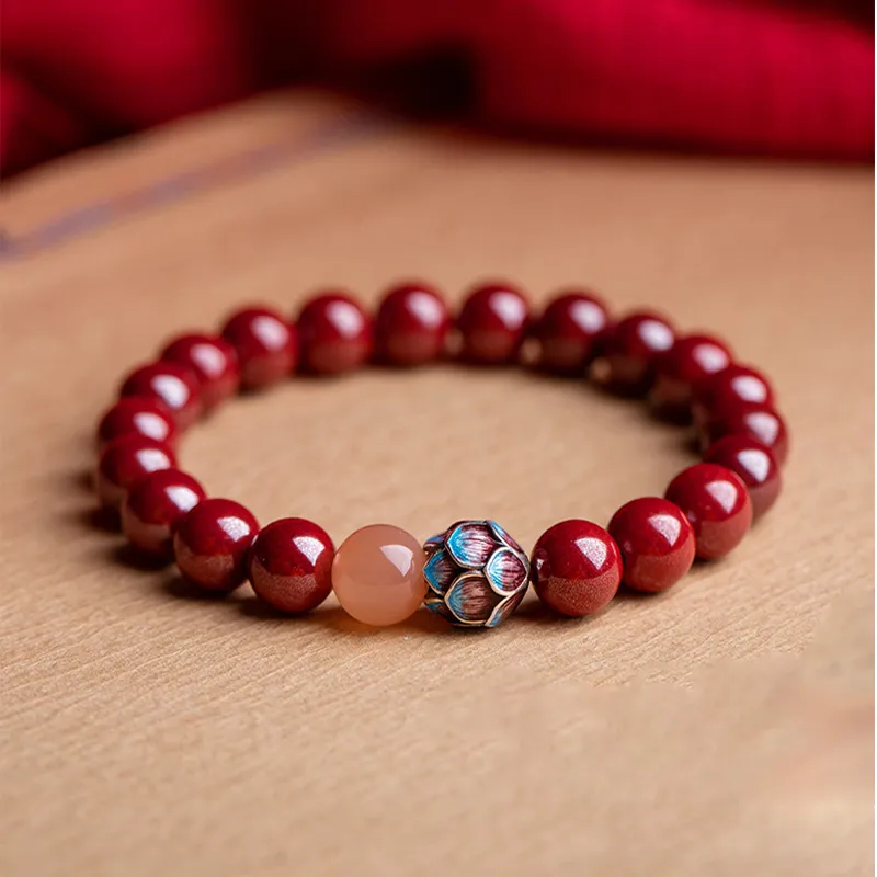 Bubble Scallops Reconstructed Cinnabar Jade Bracelets Unisex-6