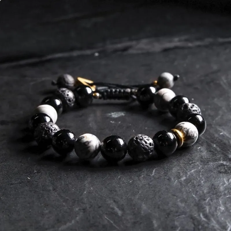 Bubble Scallops Obsidian Bracelets Unisex-4