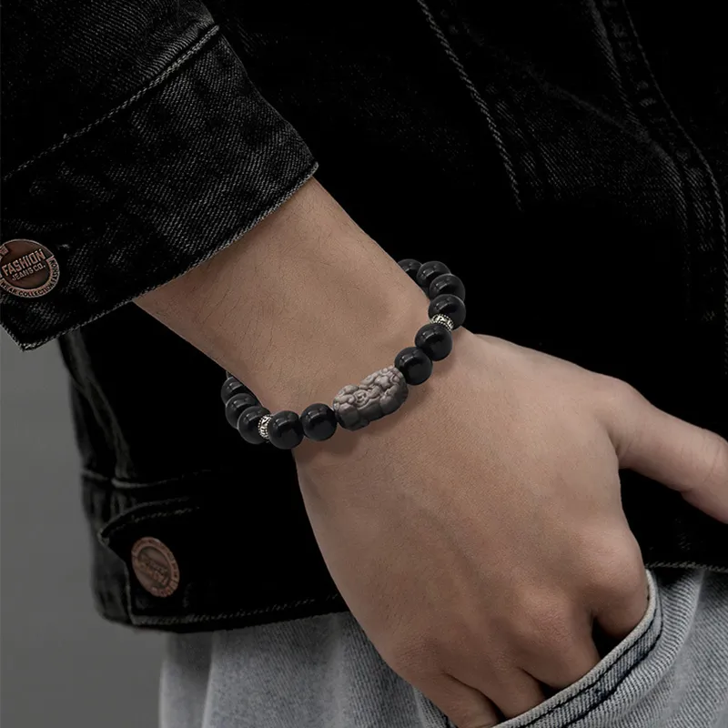 Bubble Scallops Obsidian Bracelets Unisex-1