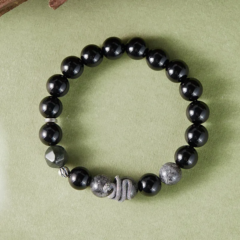 Bubble Scallops Obsidian Bracelets Unisex-3