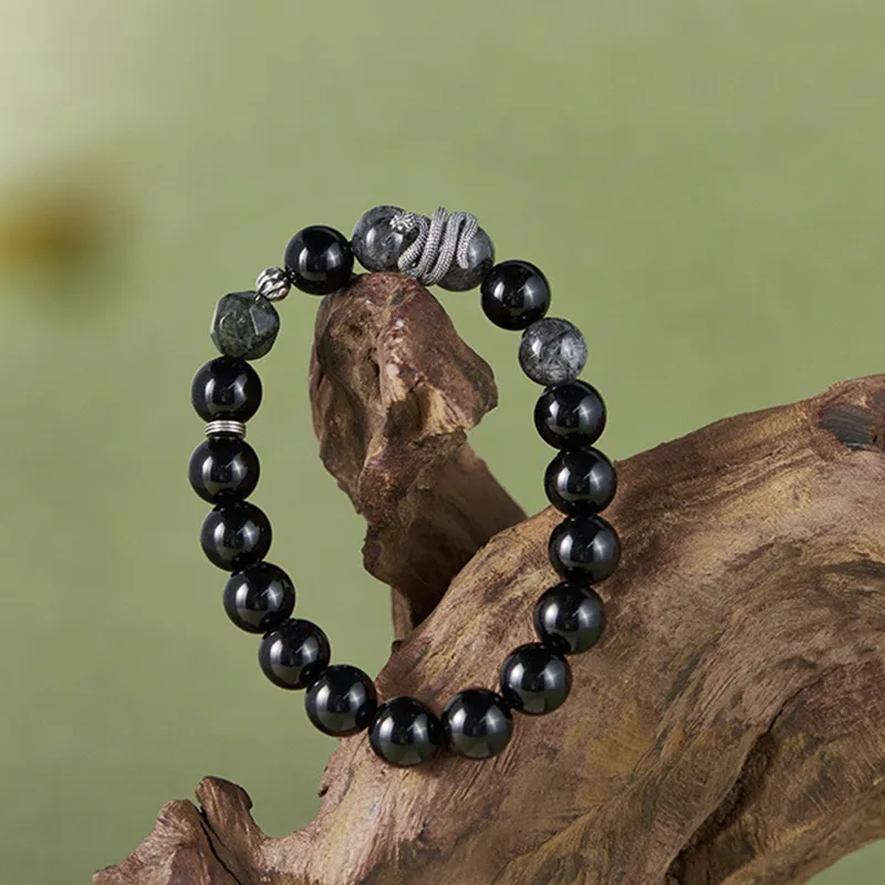 Bubble Scallops Obsidian Bracelets Unisex-4