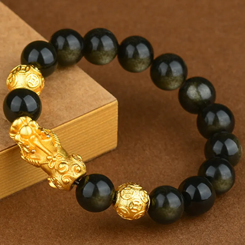 Bubble Scallops Obsidian Bracelets Unisex-5