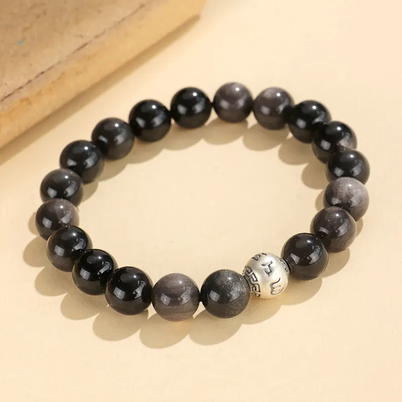 Bubble Scallops Obsidian Bracelets Unisex-5