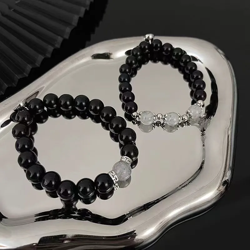 Bubble Scallops Obsidian Jade Bracelets Unisex-3