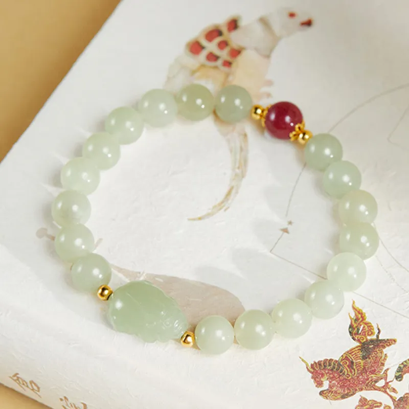 Bubble Scallops Hetian Jade Bracelets White Jade/Pale Greenish-White Jade Women's-4