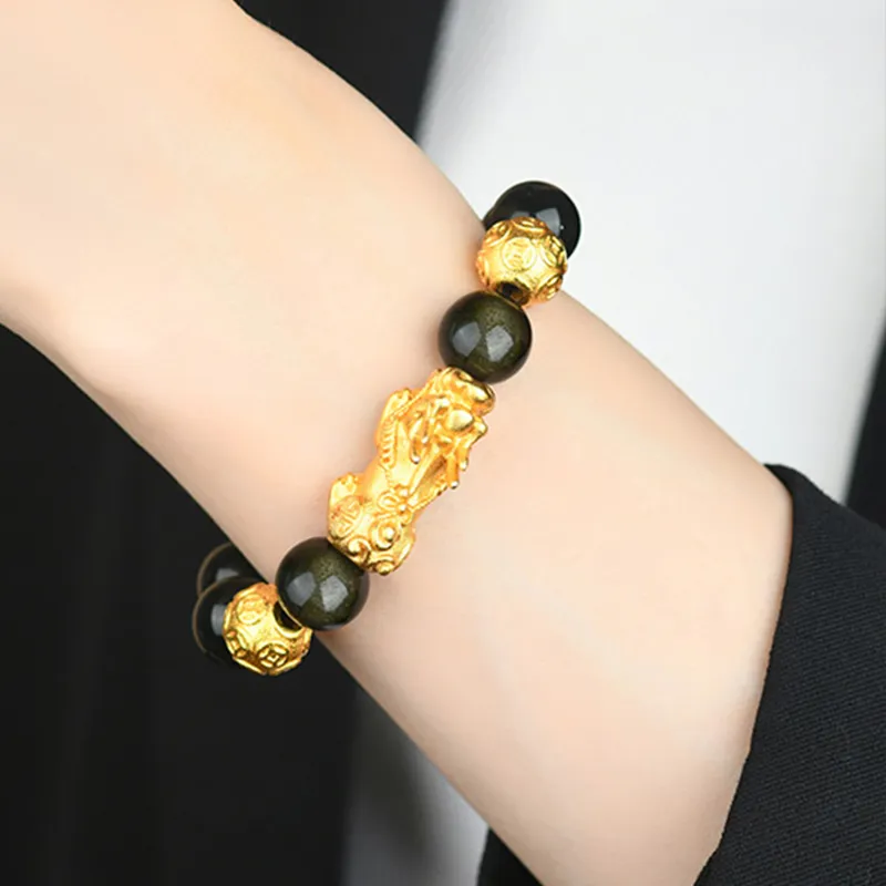 Bubble Scallops Obsidian Bracelets Unisex-1