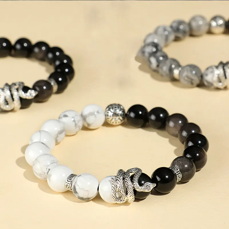 Bubble Scallops Obsidian Bracelets Unisex-9
