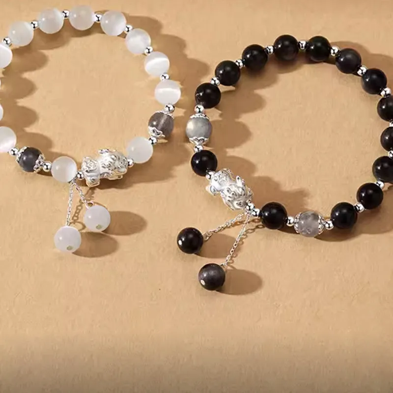 Bubble Scallops Glass Cat Eye Bracelets Unisex-6