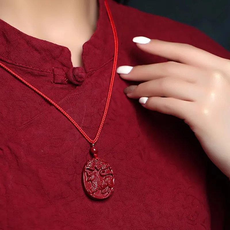 Bubble Scallops Reconstructed Cinnabar Necklaces Unisex-1